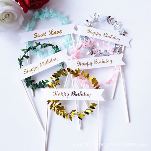 Phụ Kiện Trang Trí Bánh Kem Chữ Happy Birthday Dễ Thương
