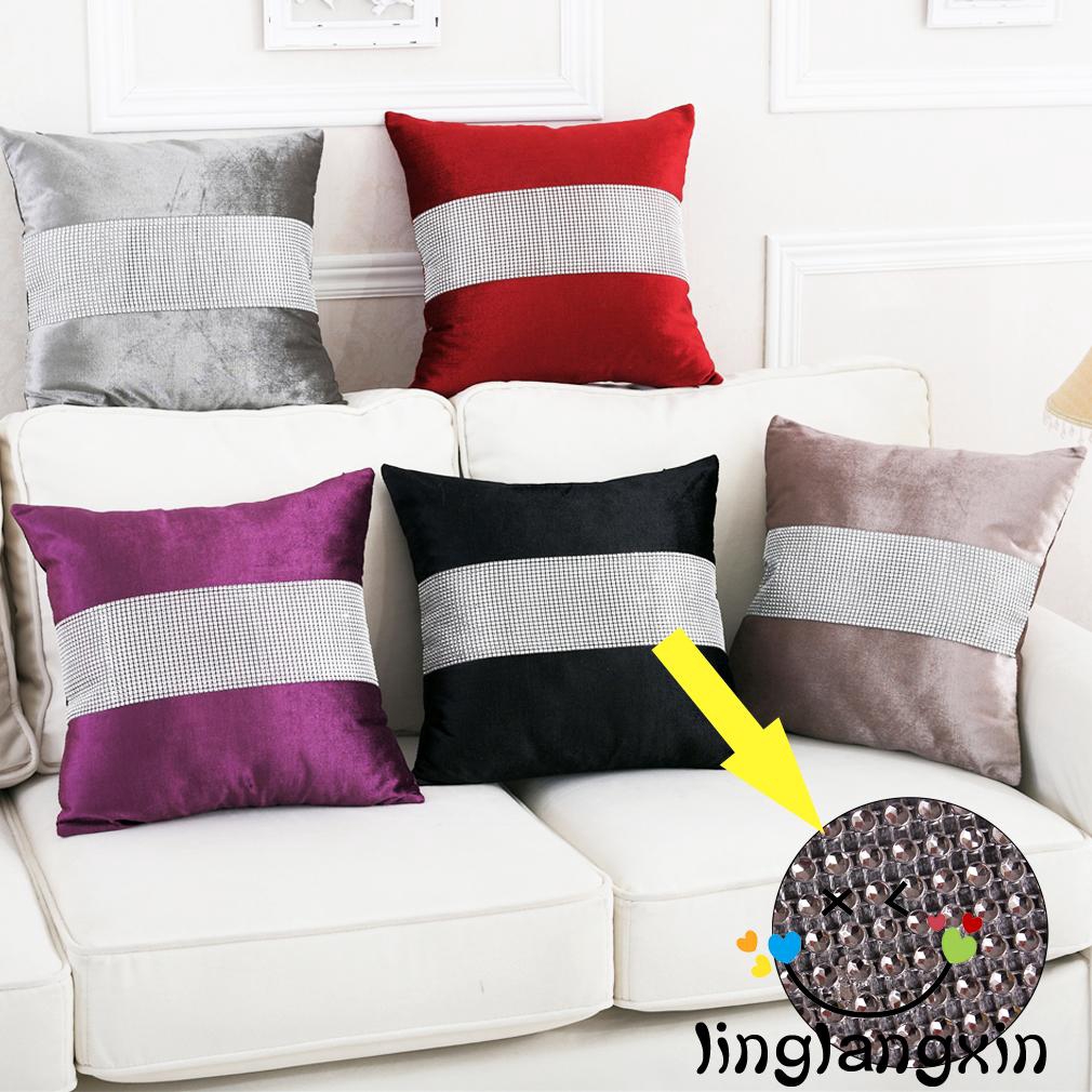 Vỏ gối vuông đính kim cương giả lấp lánh trang trí ghế sofa / nội thất / văn phòng