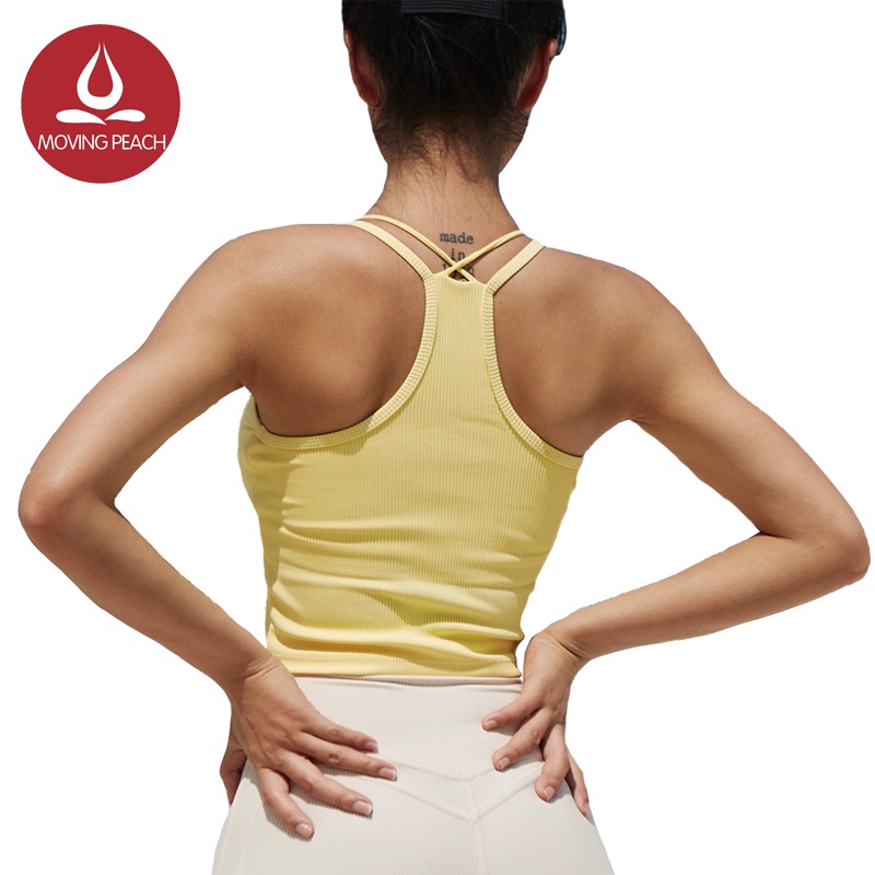 MOVING PEACH Áo tanktop thể thao có đệm ngực có thể tháo rời xinh xắn tùy chọn màu sắc dành cho nữ AVJ