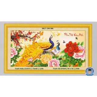 Tranh thêu chữ thập ( Giá sỉ) Phu thê viên mãn 222973 (73x40cm) LV3544, LV3545, tranh đá DF064 (94x50cm), LV586, LV587