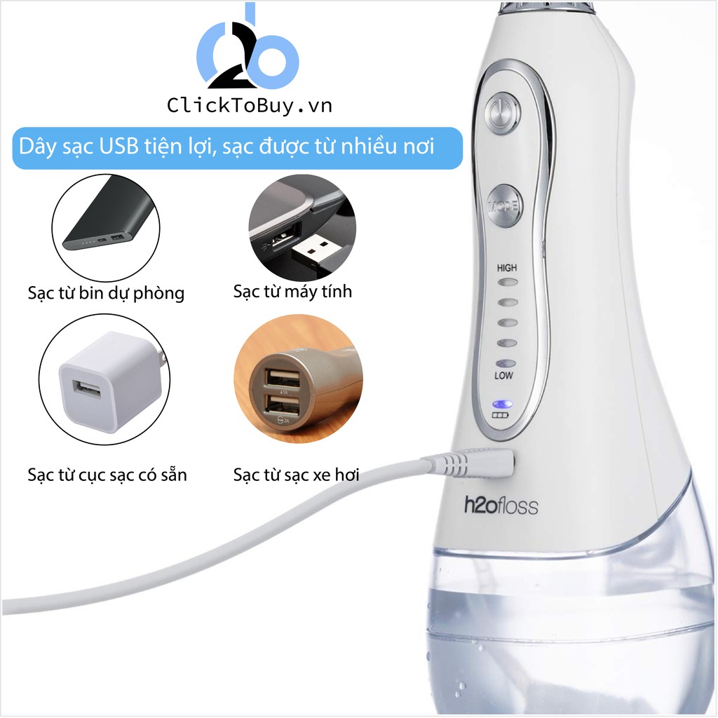 Dây sạc máy tăm nước h2o floss