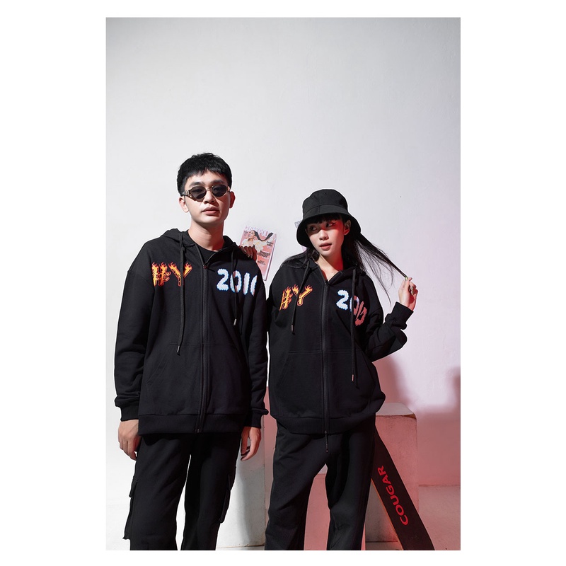 Áo Khoác Hoodie Zipper Nam Nữ Màu Đen Thương Hiệu Y2010 Nguyên Bản 18- Ver17 20534