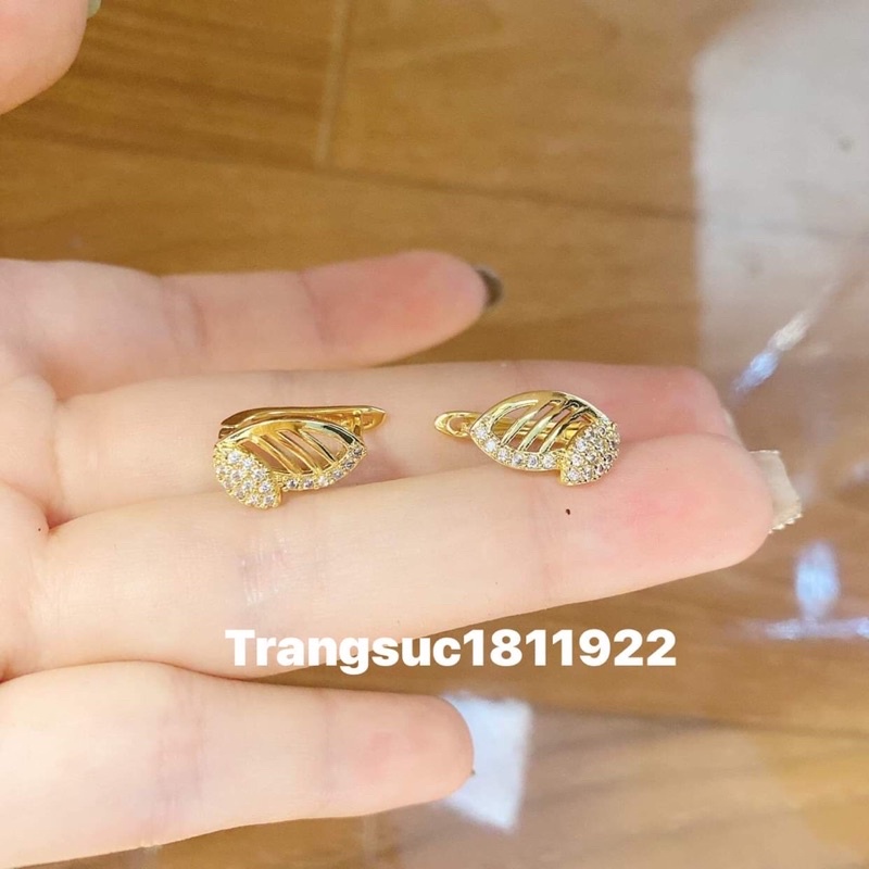 bông tai nữ mạ vàng hình chiếc lá dễ thương kiểu dáng ôm tai