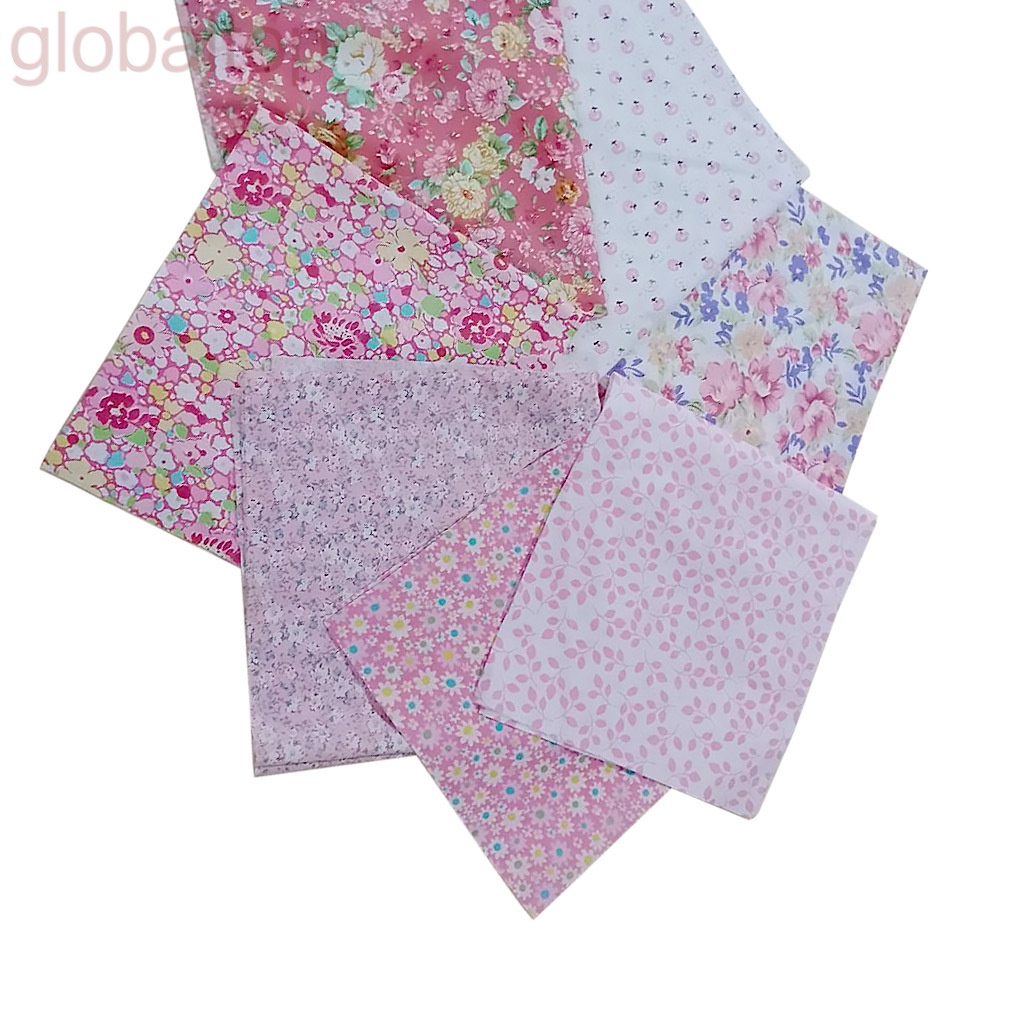 Set 7 tấm vải cotton màu hồng dùng để may vá