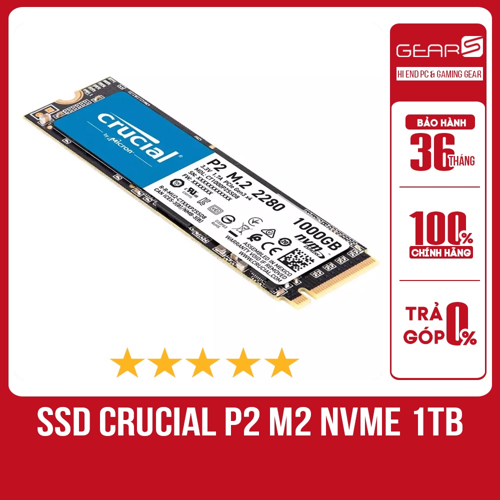 Ổ cứng SSD Crucial P2 1TB NVMe - Bảo hành chính hãng 36 Tháng