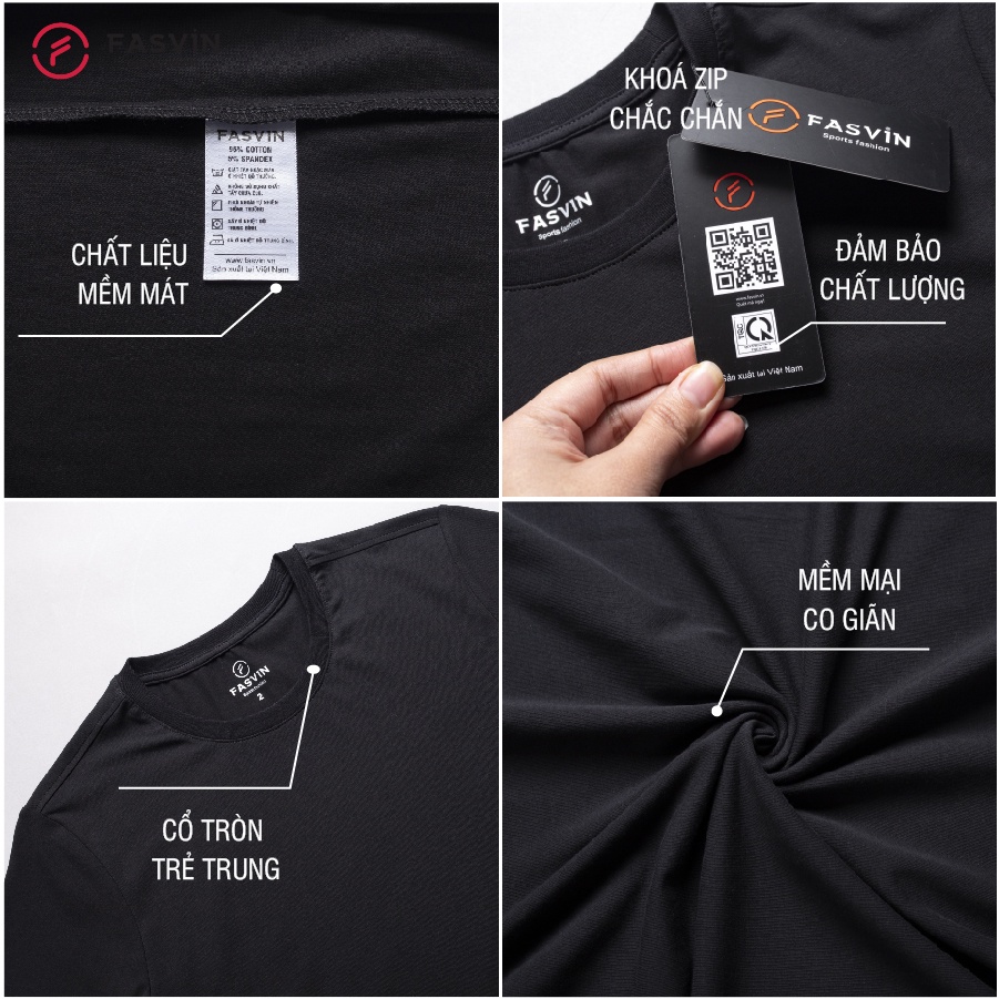 Áo phông nam cổ tròn tay ngắn Fasvin chất cotton cao cấp mềm mát co giãn dáng gọn TS20218.1.HN | BigBuy360 - bigbuy360.vn