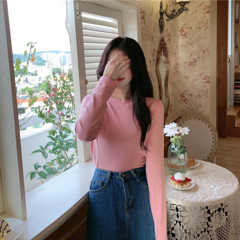 SẴN_Áo Len Cashmere Cổ Tròn Cao Dáng Ôm MOEA34