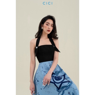Đầm dài cổ yếm bản in Edith