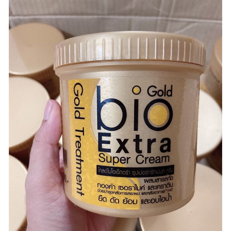 Kem ủ tóc phục hồi tóc siêu mềm mượt Gold Bio Extra Super Cream 390g