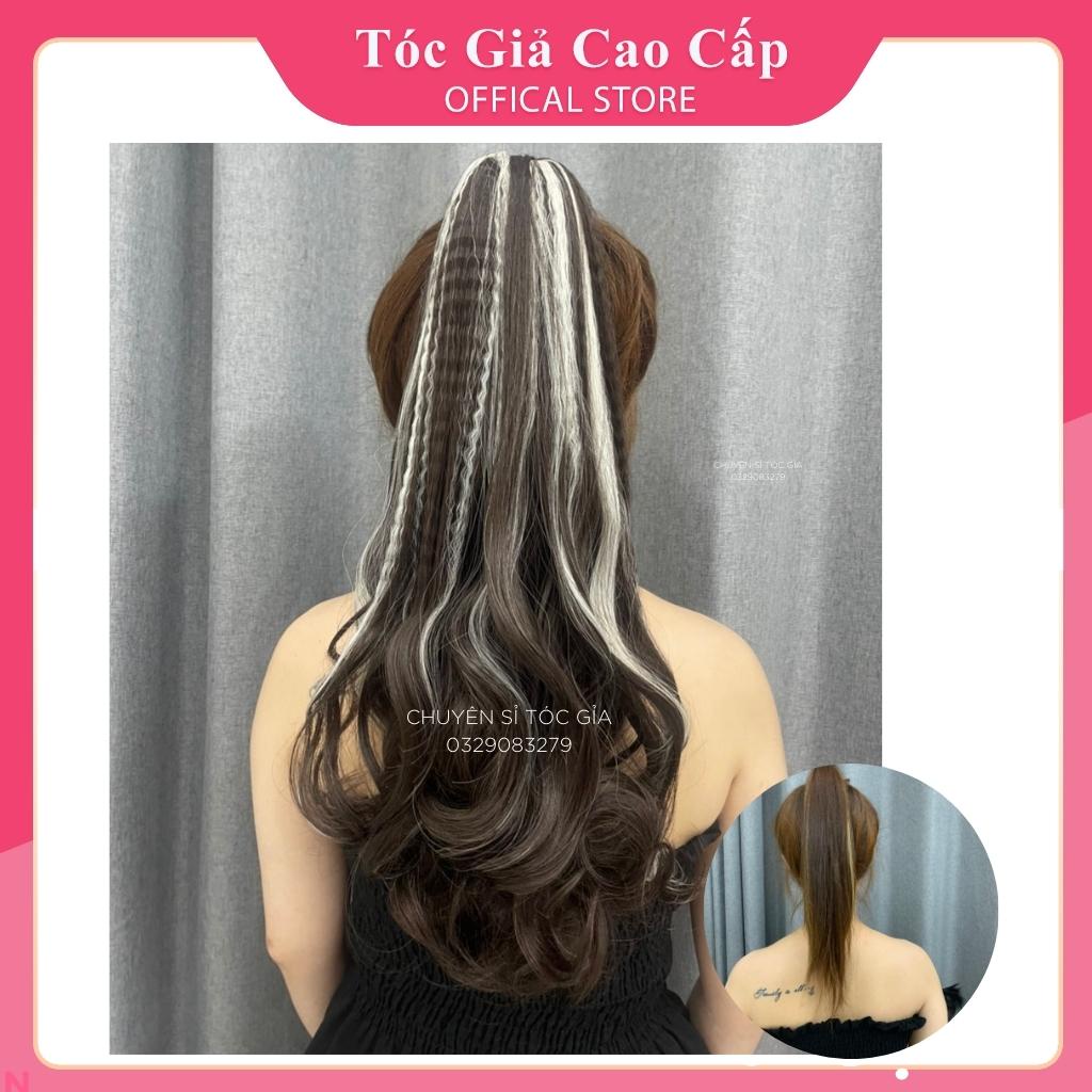 Tóc ngoặm phối line bạch kim xoăn dài, bấm phồng chân tóc, hàng đẹp, N50