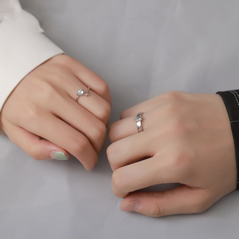 Set 2 Nhẫn Hình Hành Tinh Phong Cách Phi Hành Gia Sang Trọng Dành Cho Cặp Đôi