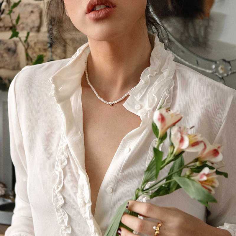 Vòng cổ ngọc trai thiết kế đơn giản thời trang phong cách retro