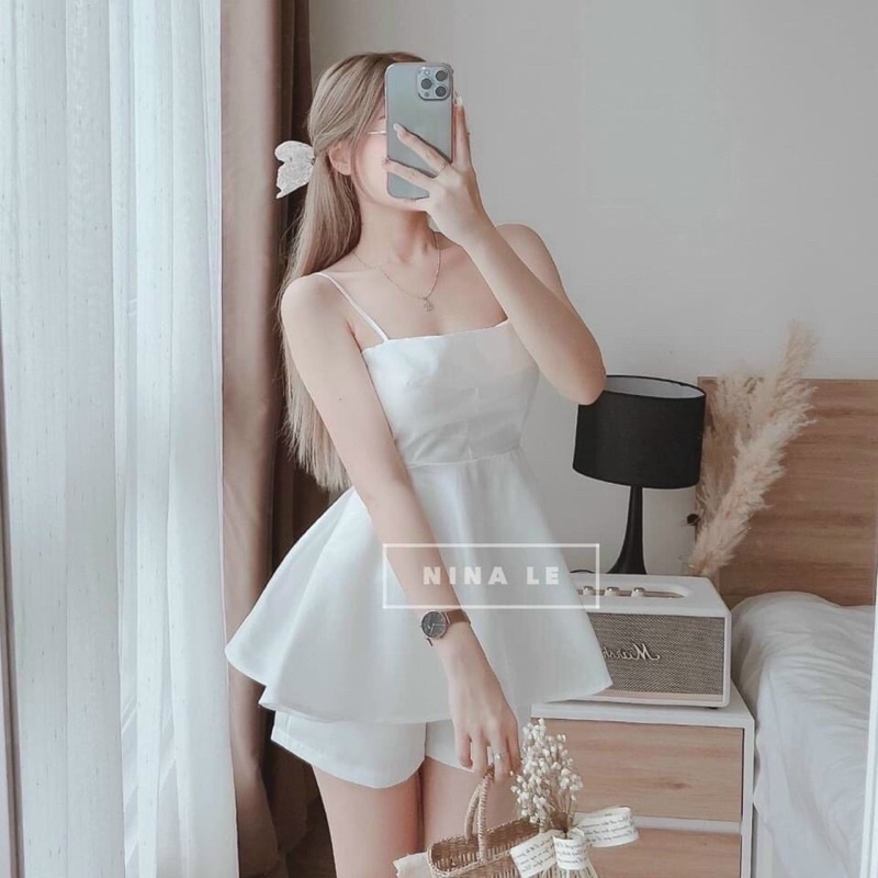 Sét tiểu thư áo hai dây, sét bộ umi có mút, sét nữ đơn giản mặc ở nhà mặc hè mát mẻ