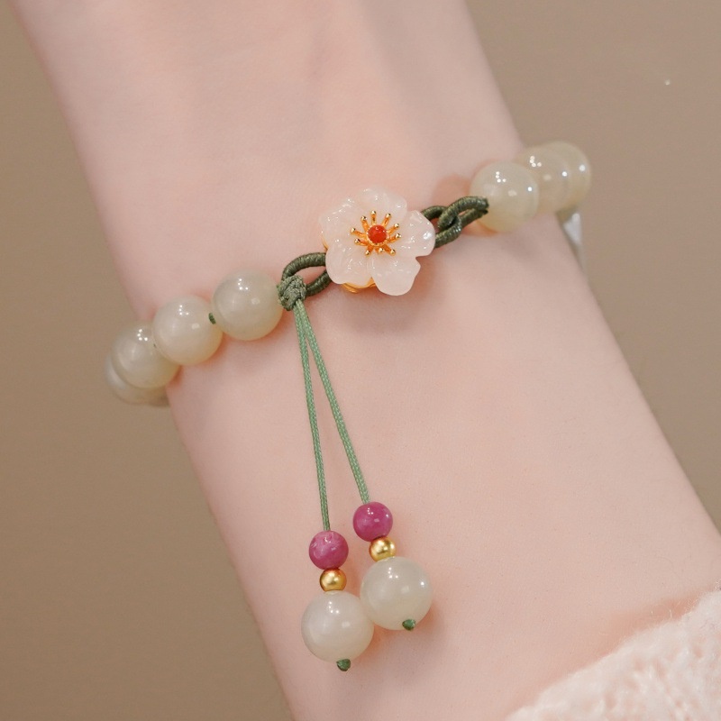 Vòng Tay Dây Thừng Đính Đá Ngọc Bích Nhân Tạo Thời Trang Cho Nữ