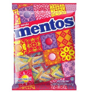 Kẹo Mentos hương trái cây hỗn hợp gói 1kg (Dâu, cam, nho, chanh, cherry)