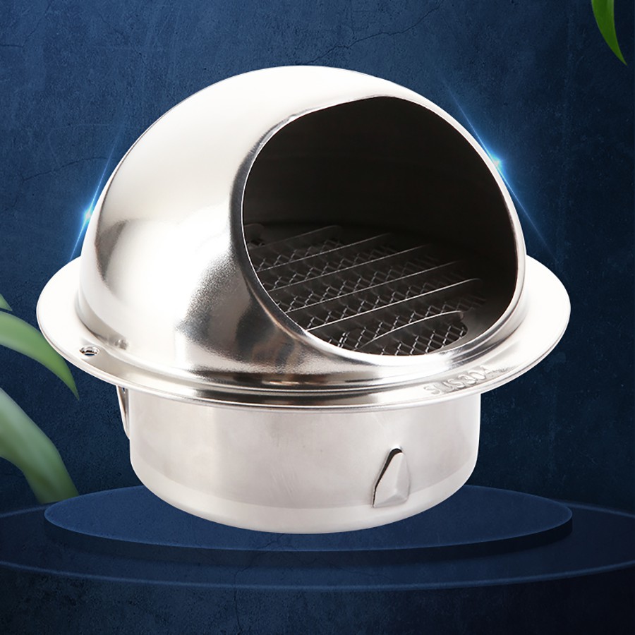Cửa thoát khí chắn công trùng và mưa, Ventcap bằng inox 304 cao cấp 120-200 mm, nắp che đường ống thoát khí