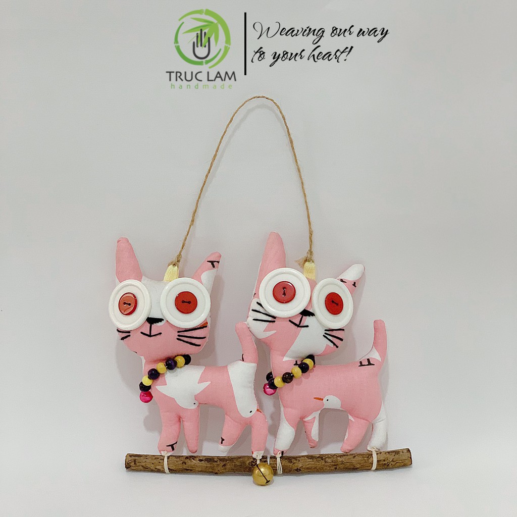 Phụ Kiện Decor Trang Trí Nội Thất Hình 2 Con Mèo - Trúc Lâm Handmade