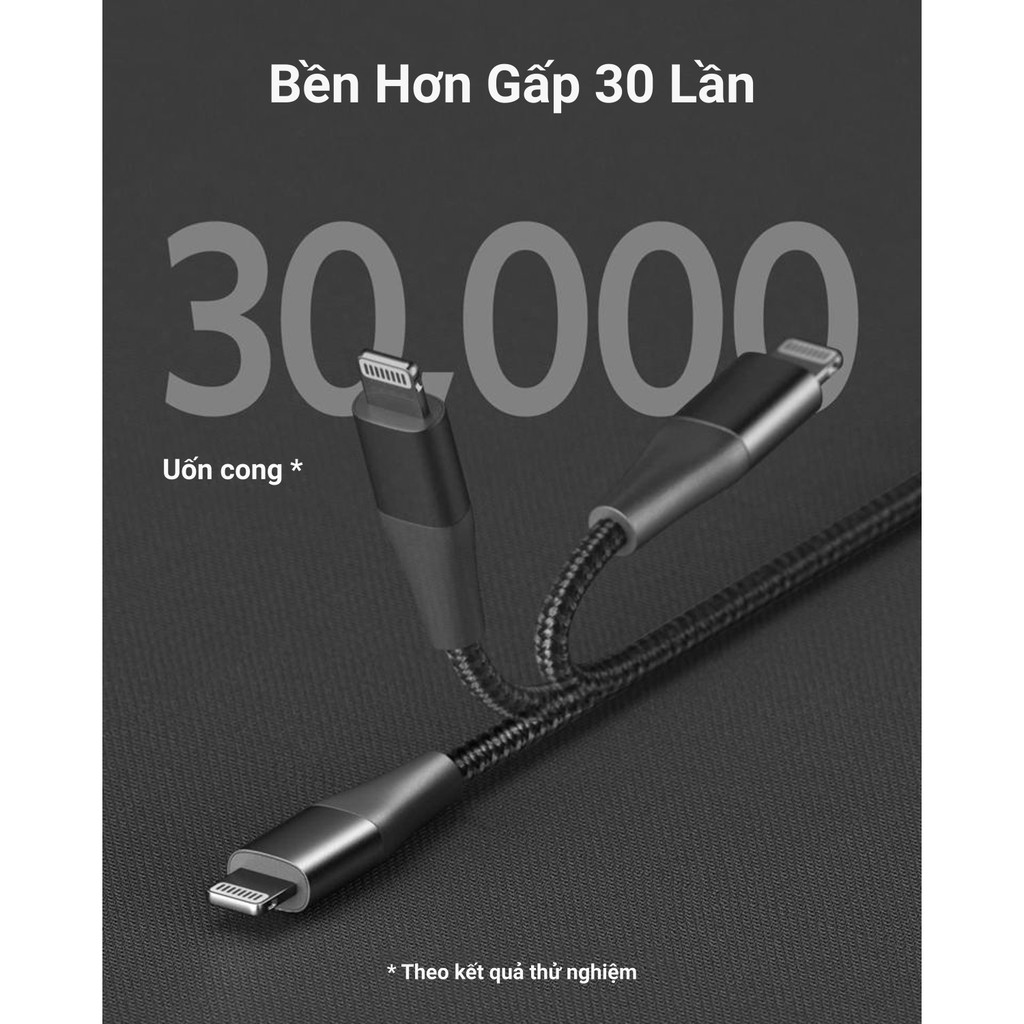 [Mã ELMALL150 giảm 8% đơn 500K] [Không kèm bao da] Cáp sạc ANKER PowerLine+ II Lightning to USB-C dài 0.9m - A8652