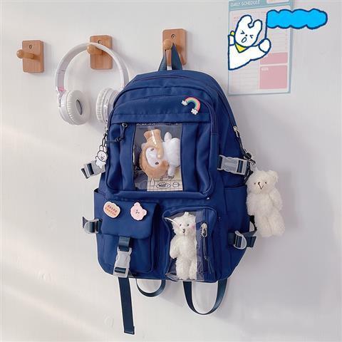 InsThe Wind Capacity High School Student Bag Korean Women Harajukuulzzang Style Cartoon Backpack Middle School Backpack Backpack Fabric