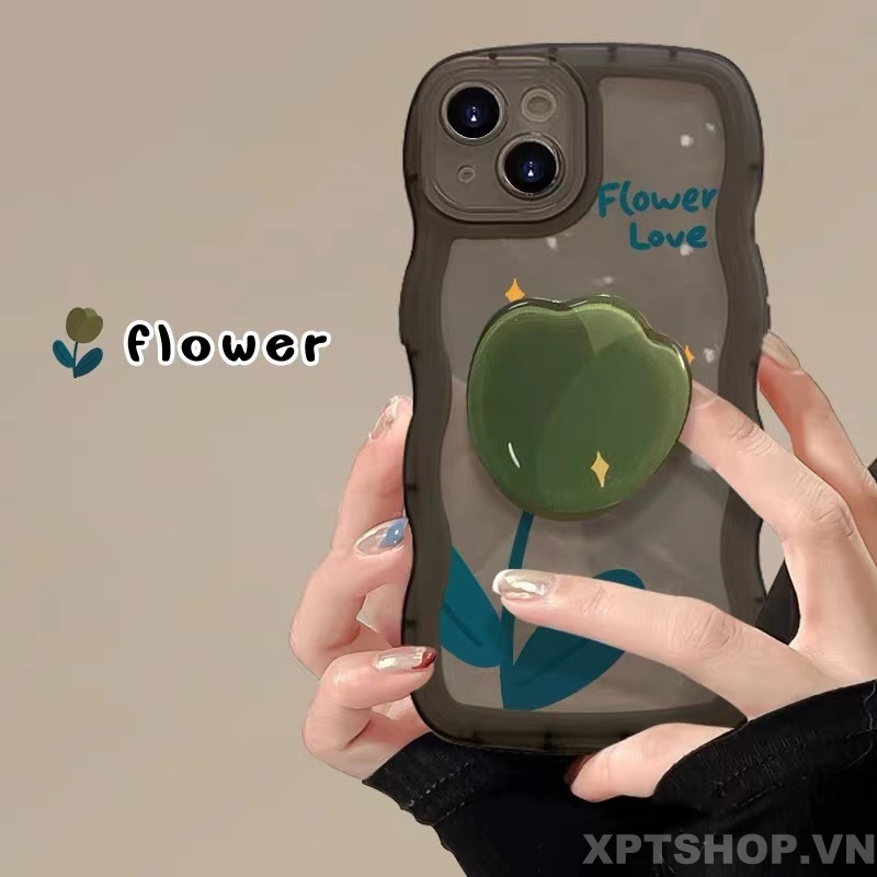 Ốp Điện Thoại Silicone Nhám Chống Sốc Toàn Diện In Hình Hoa tulip Có Giá Đỡ Cho iPhone 14 Pro Max 13 Pro Max 12 Pro Max 11 Pro Max