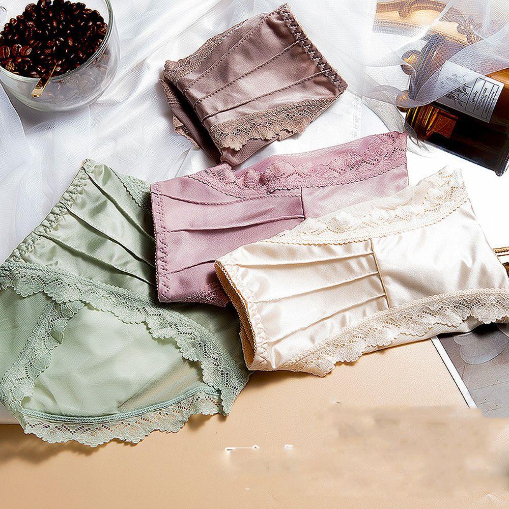 Quần Lót Ren Co Giãn Thoáng Khí Màu Đất Thời Trang Nhật Bản Cho Nữ