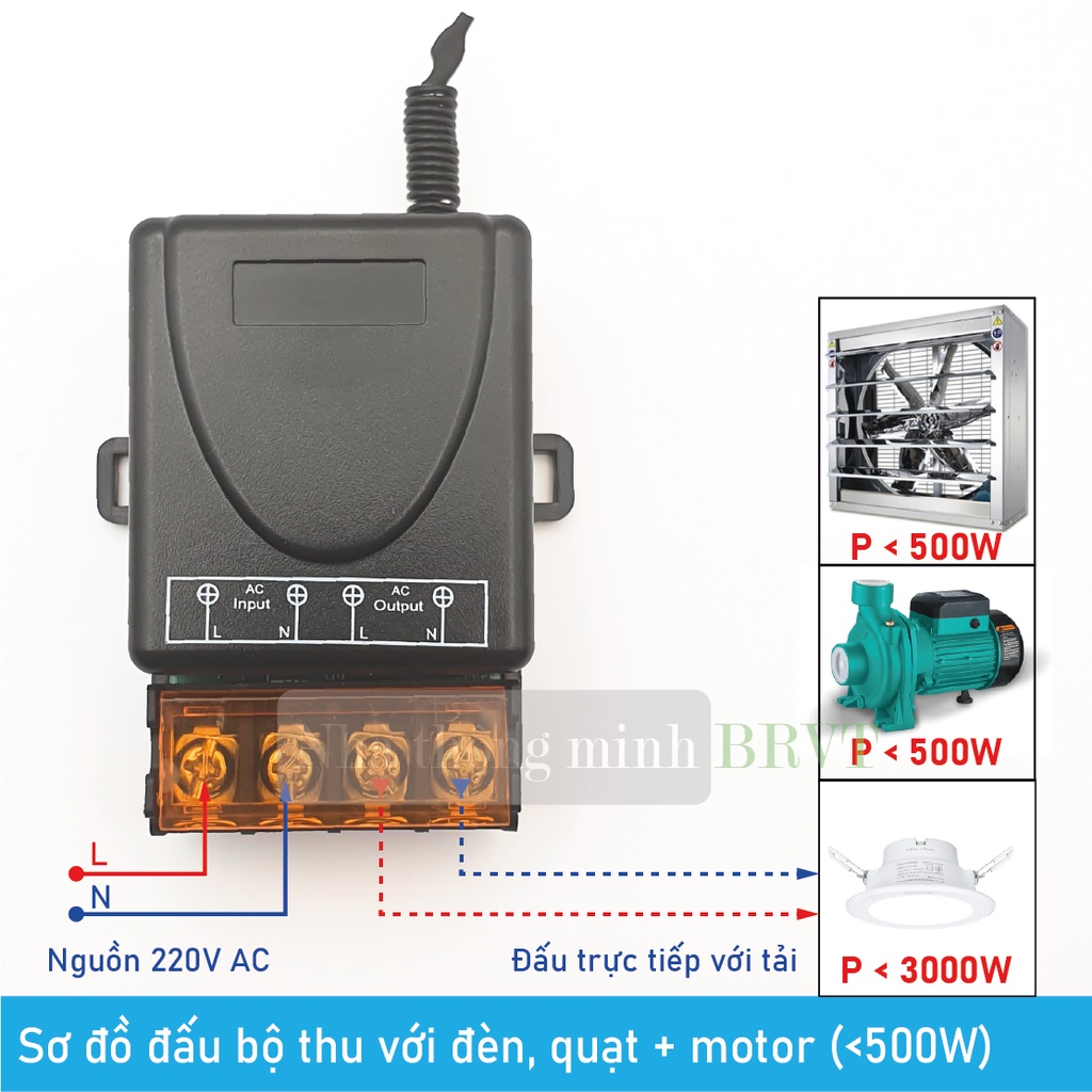 Công tắc điều khiển từ xa 220V 100m công suất cao ngõ ra 30A bật tắt thiết bị chiếu sáng, máy bơm, quạt