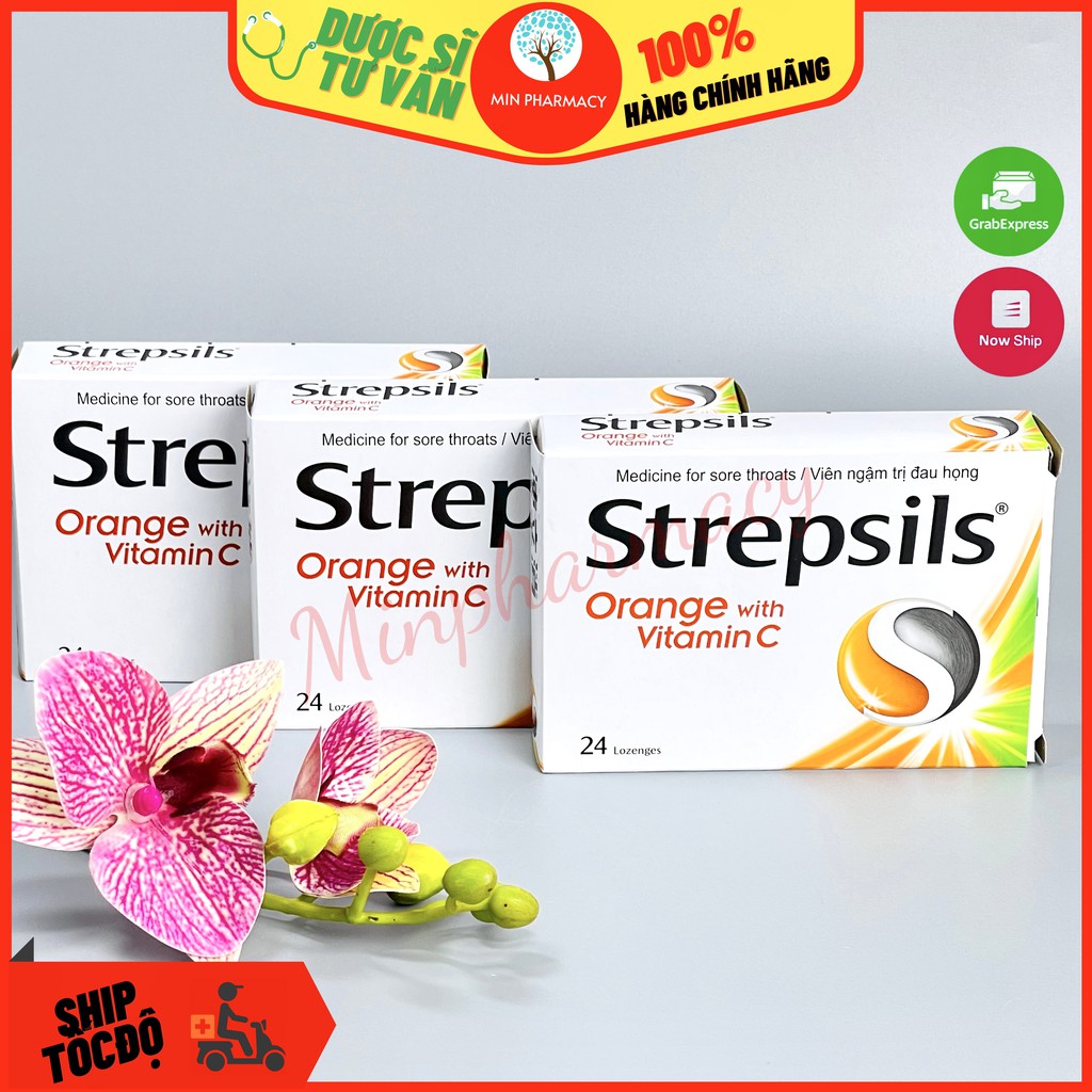 Kẹo ngậm Strepsils Orange with vitamin C (2 vỉ x 12 viên) - Minpharmacy