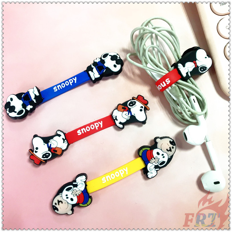 ◐ Dây Quấn Cáp Snoopy ◑ 1 Dụng Cụ Quấn Dây Cáp Tai Nghe Gọn Gàng Bằng Silicon Hình Hạt Đậu Hoạt Hình