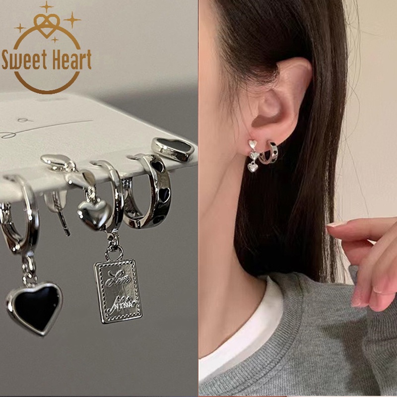 Bộ Khuyên Tai Hình Trái Tim Phong Cách Hàn Quốc Ngọt Ngào Thời Trang Cao Cấp