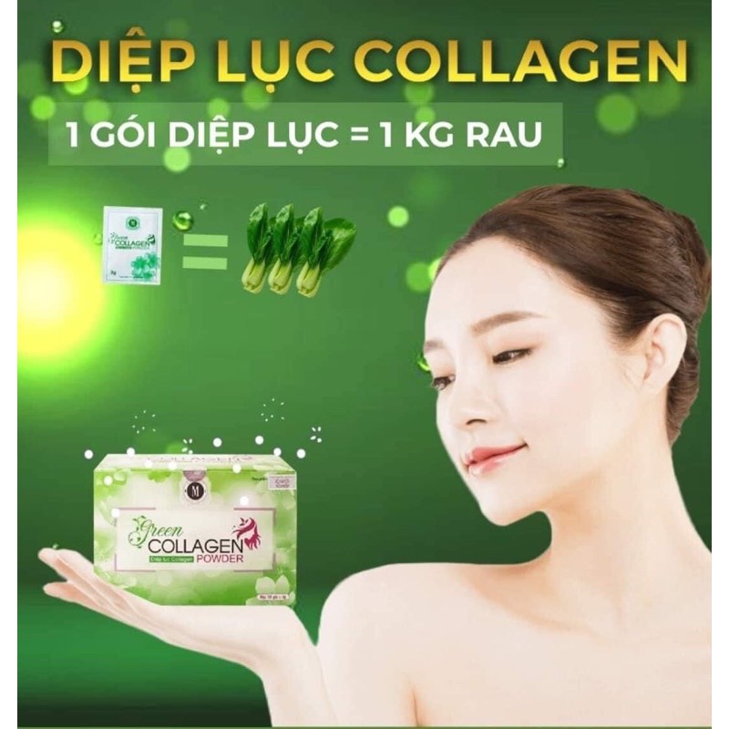 [Hàng chính hãng ] Diệp lục collagen nước uống đẹp da có tặng kèm bình thủy tinh