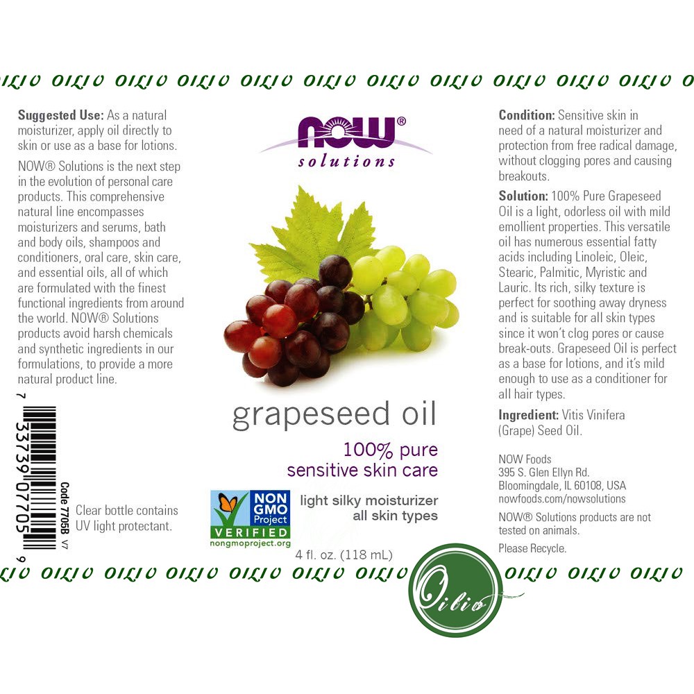 Dầu hạt nho Now Grapeseed Oil