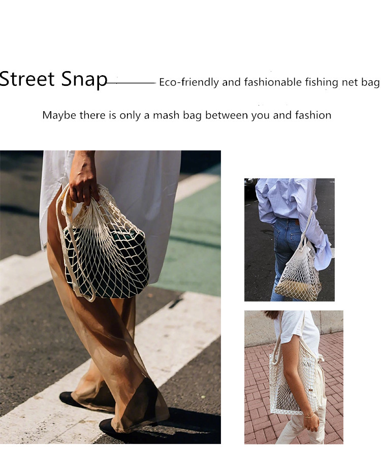 Túi lưới mua sắm 100% cotton có thể gấp gọn tiện dụng