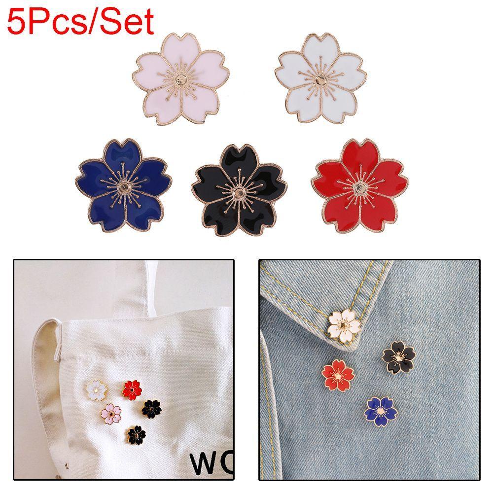 LAY Bộ 5 Ghim Cài Áo Hình Hoa Anh Đào Xinh Xắn