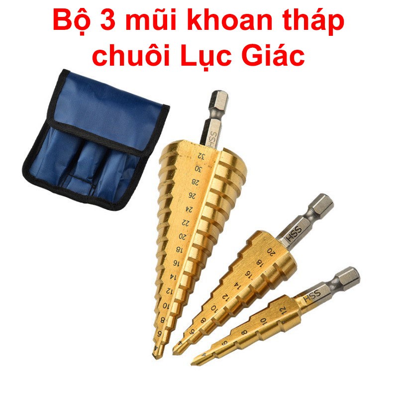 Mũi Khoan Tháp HSS Mạ Titan Chuôi Lục Giác