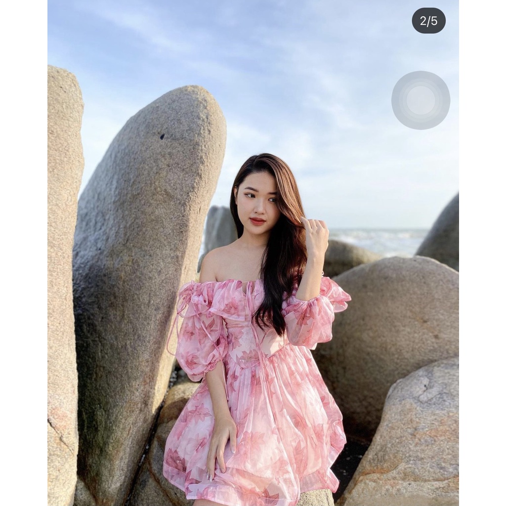 Đầm hoa rớt vào dáng xoè háck dáng Hakieu MSP