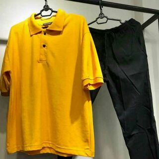 Polo basic unisex - thun vàng trơn cổ bẻ ( ảnh thật )