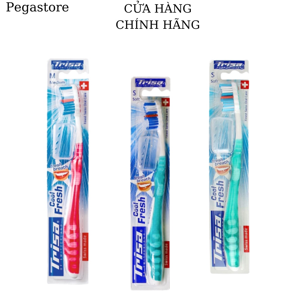 Bàn chải đánh răng Thụy Sĩ TRISA Cool & Fresh Medium bàn chảy lông mềm