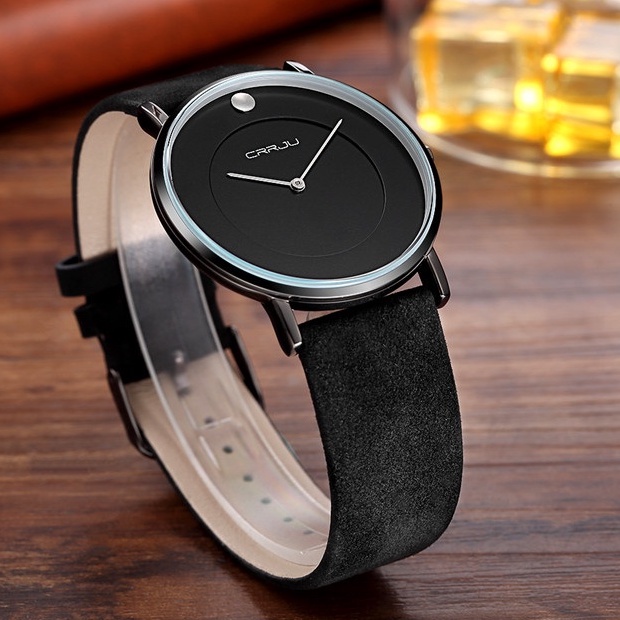 Đồng hồ đeo tay CRRJU 2106 XL cho nam máy quartz thương hiệu chính hãng da không thấm nước