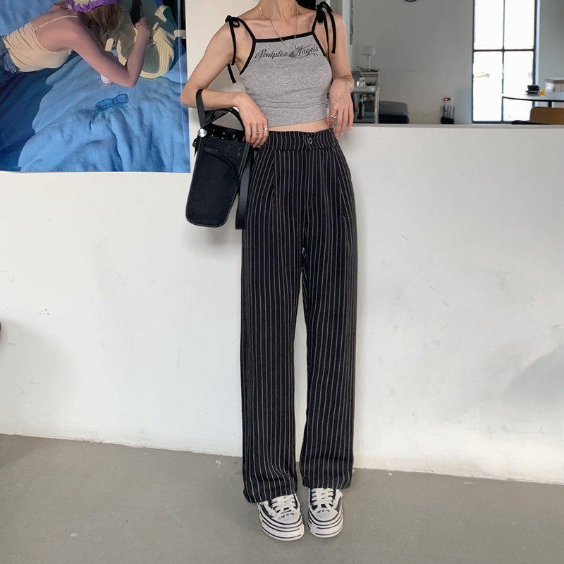 SUXI Quần ống rộng Họa Tiết Sọc Thời Trang Cho Nữ