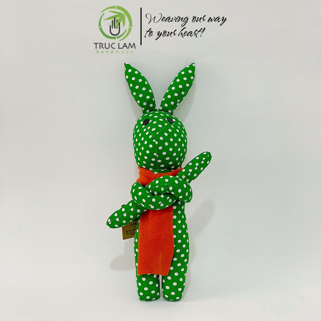 Đồ Chơi Cho Bé Thú Nhồi Bông Hình Con Thỏ Buộc Nơ Vải Hoa Bông Gòn Cao Cấp T3 – Trúc Lâm Handmade