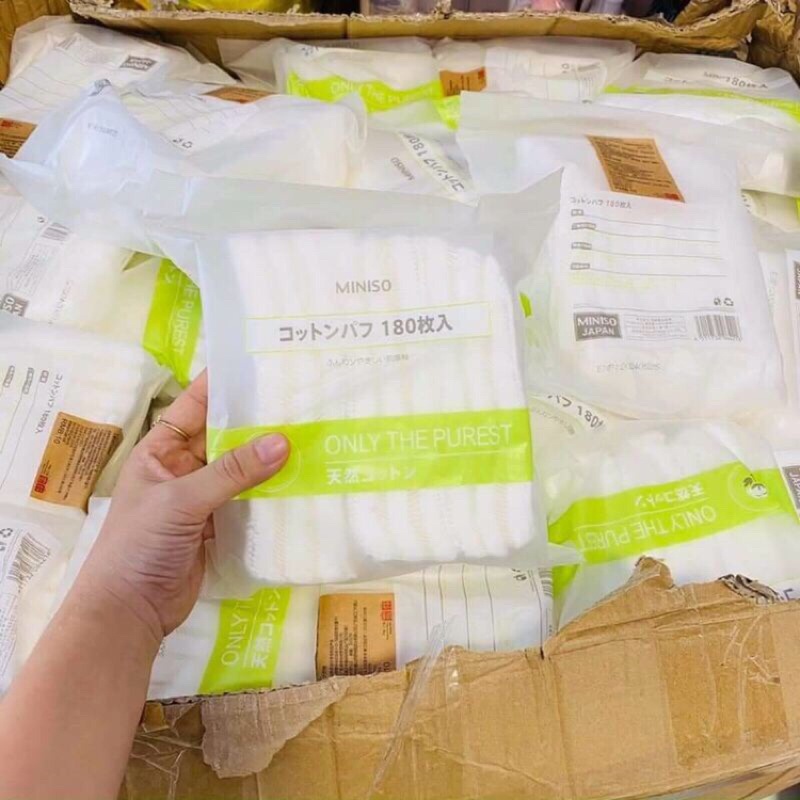 Bông tẩy trang Miniso 180 miếng mềm mại chất liệu Cotton