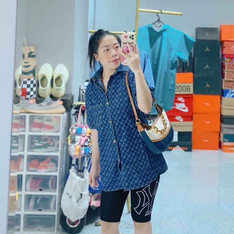 Áo bò hoạ tiết NY siêu chất x legging lửng M.L.B