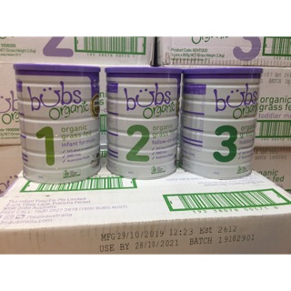 Sữa Bubs Organic Úc số 1 2 3 800g