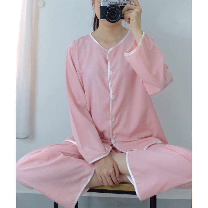 Set đồ ngủ màu hồng tay dài nữ rất rộng rãi thoảng mái ( hình ảnh 100% do Pinky tự chụp)