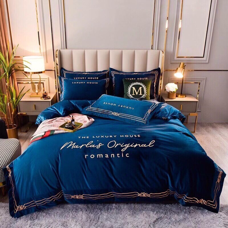 [Video tự quay] Bộ chăn ga gối nỉ nhung set 4 món ❤️ FREESHIP ❤️ Nỉ nhung Romantic cao cấp MỚI