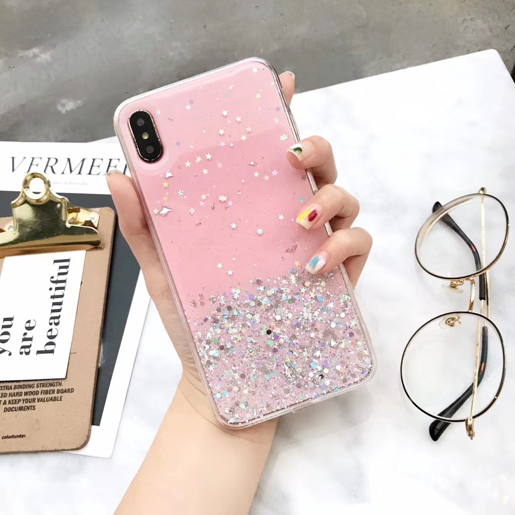 Huawei P40 Pro Plus Nova 3i 7 SE 5 Y5P Honor 30 Pro 30S Play 3 Glitter Case Silver Foil TPU Phone Covers Bling Starry Sky Soft Casing