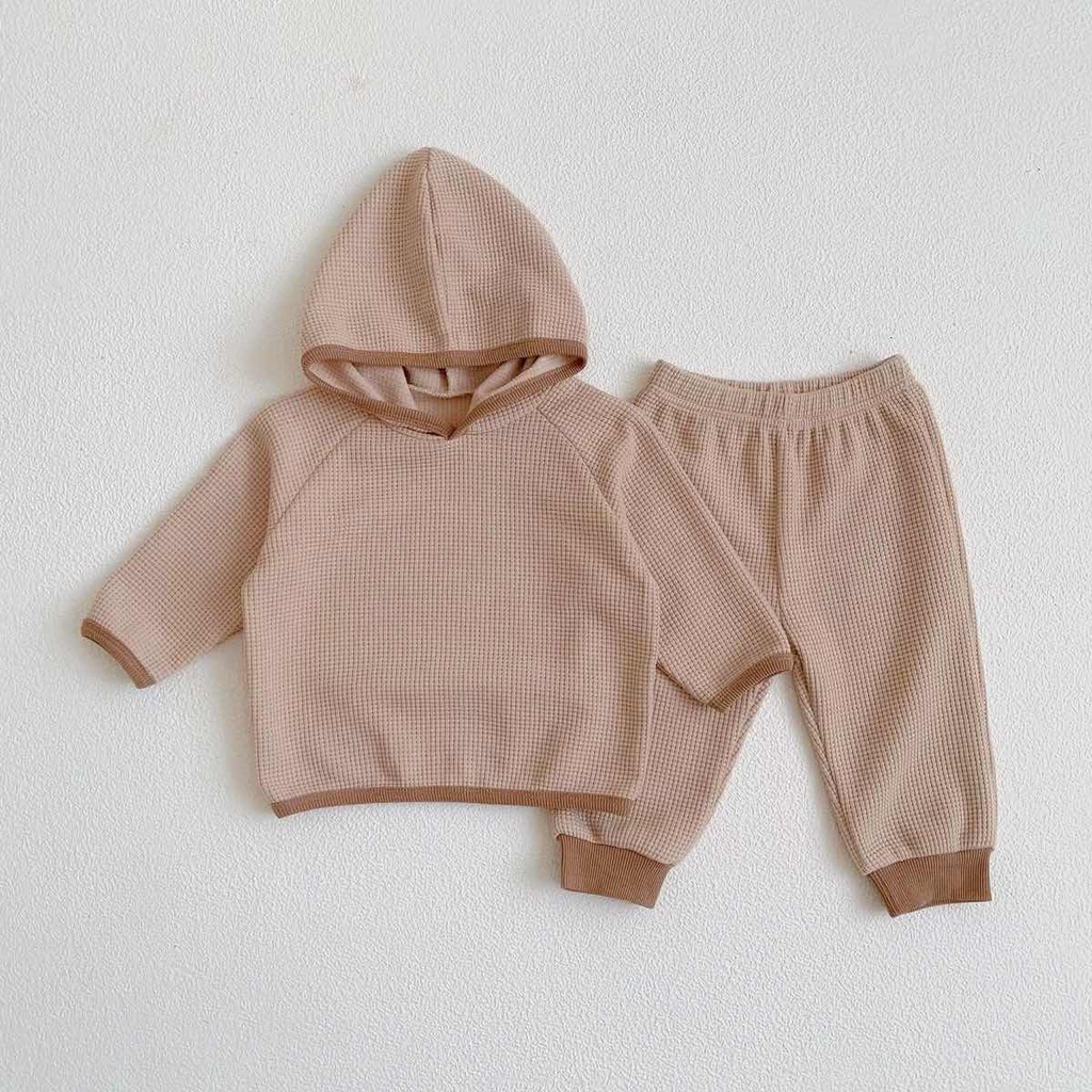 Bộ 2 Món Áo Hoodie Dài Tay Phối Quần Dài Thời Trang Thu Đông Cho Bé
