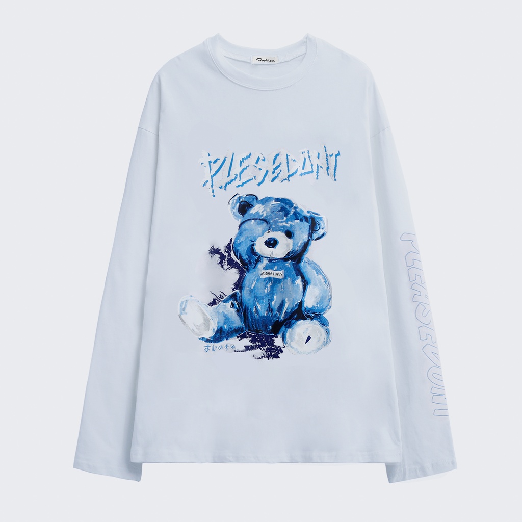 [SẴN]- Áo thun tay dài in hình gấu Unisex phong cách Ulzzang (ZT09)