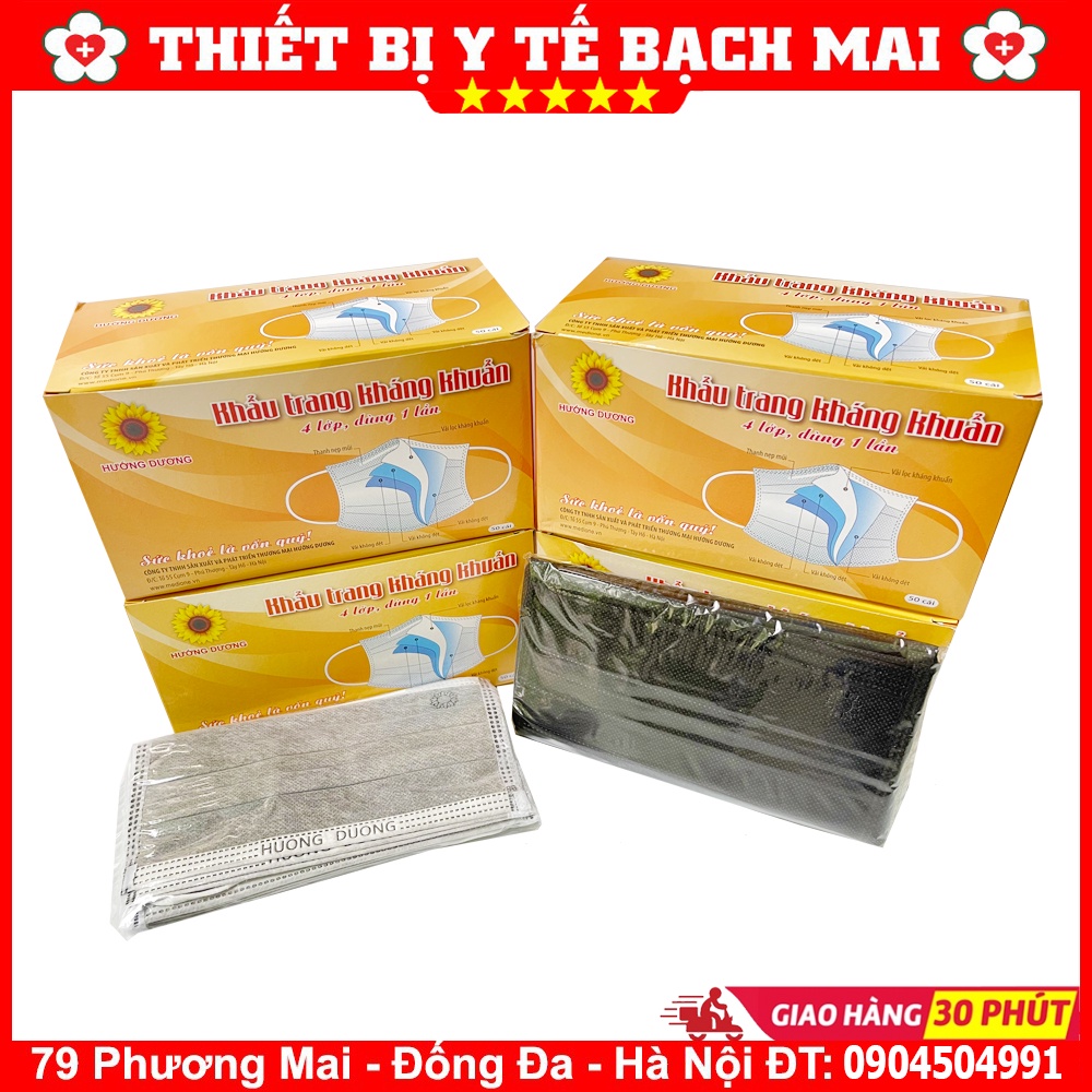 Khẩu Trang Hướng Dương 4 Lớp Lọc, Khẩu Trang Y Tế Tiện Lợi Siêu Kháng Khuẩn [Hộp 50 cái]