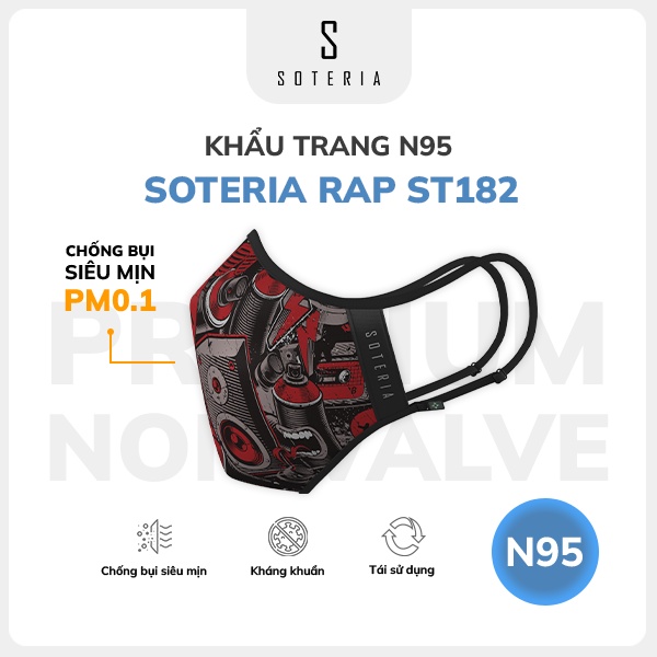 Khẩu trang thời trang SOTERIA Rap ST182 - N95 lọc 99% bụi mịn 0.1 micro - Size S,M,L